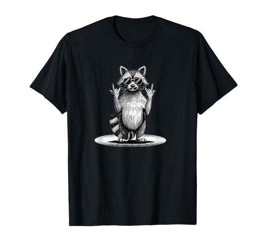 Retro Raccoon Rock Music Gifts Men Women Funny Raccoon T-Shirt