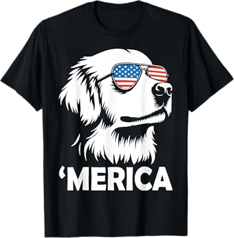 golden retriever 4th of july merica T-Shirt