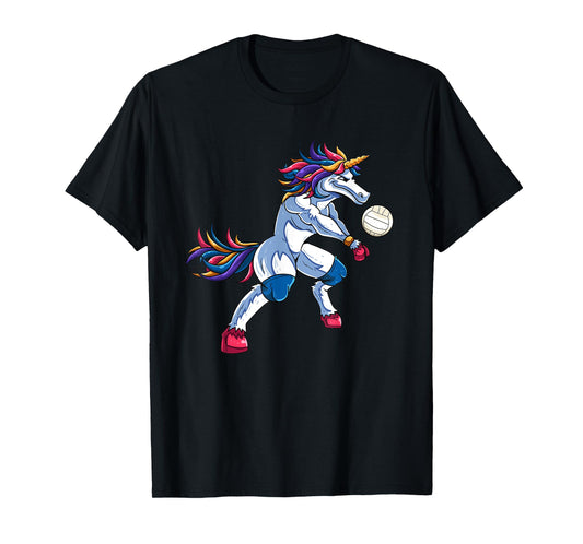 Funny Unicorn Volleyball Mine Rally Beach Player Coach Gifts Men Women T-Shirt