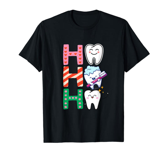 Funny Tooth Christmas Dentist Xmas Dental Assistant Ho Ho Ho T-Shirt