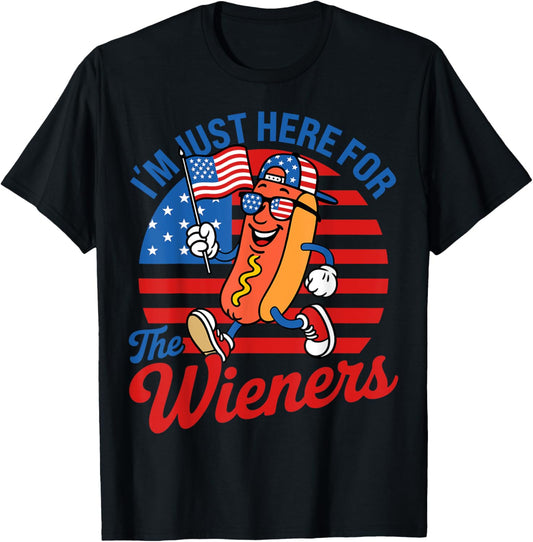 I'm Just Here For The Wieners Funny Hot Dog 4Th Of July T-Shirt