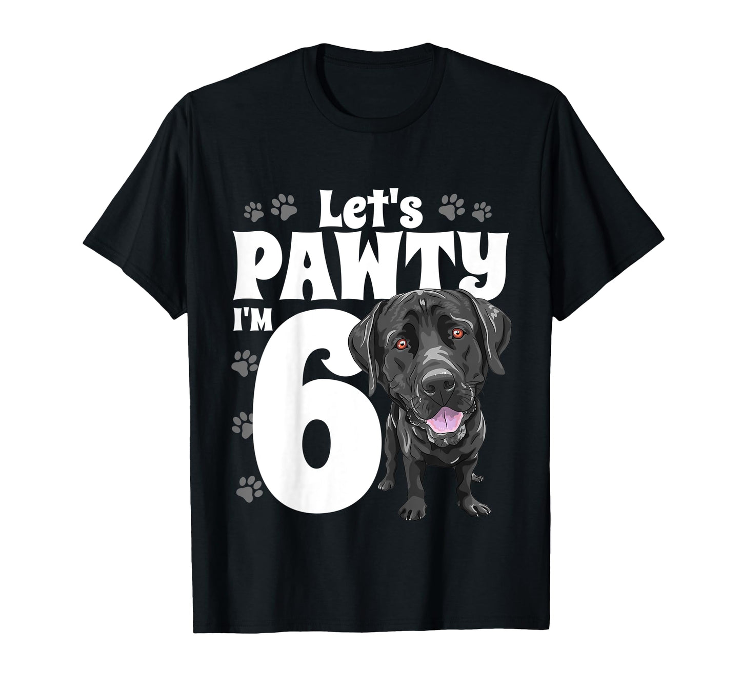 6 Year Old Black Lab Dog Birthday Pawty Labrador 6th Gift T-Shirt for Kids