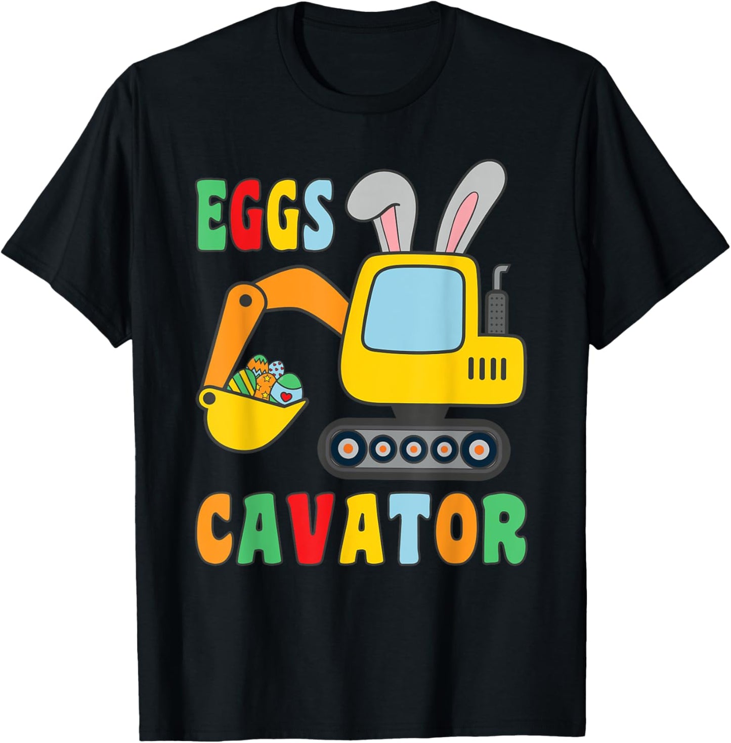 Boys Excavator Easter Bunny EggsCavator Hunting Egg Kids T-Shirt