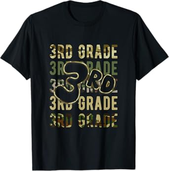 Camo Team 3rd Grade Squad Back To School Teacher Kids Boys T-Shirt