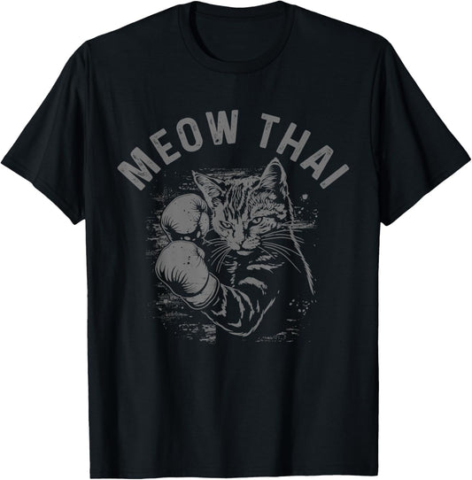 Meow Thai Funny Muay Thai Boxing Cat Martial Arts MMA Boxer T-Shirt