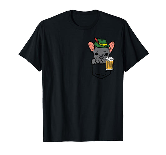Pocket French Bulldog German Hat Oktoberfest Frenchie Dog T-Shirt