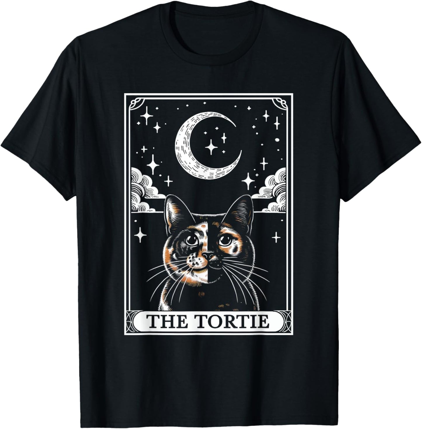 Tarot Card Vintage Crescent Moon Tortie Cat Mom Cat Lovers T-Shirt