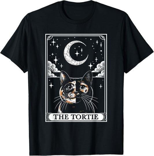 Tarot Card Vintage Crescent Moon Tortie Cat Mom Cat Lovers T-Shirt