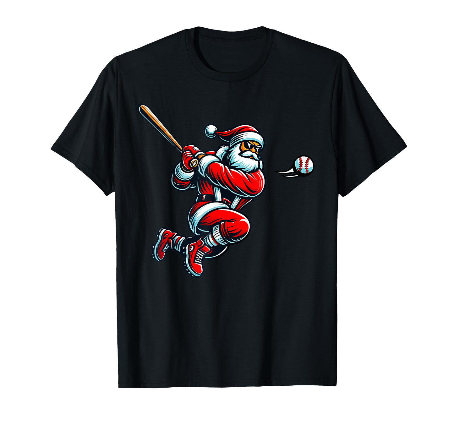 Santa Baseball Player Xmas Men Kids Boys Christmas Sports T-Shirt