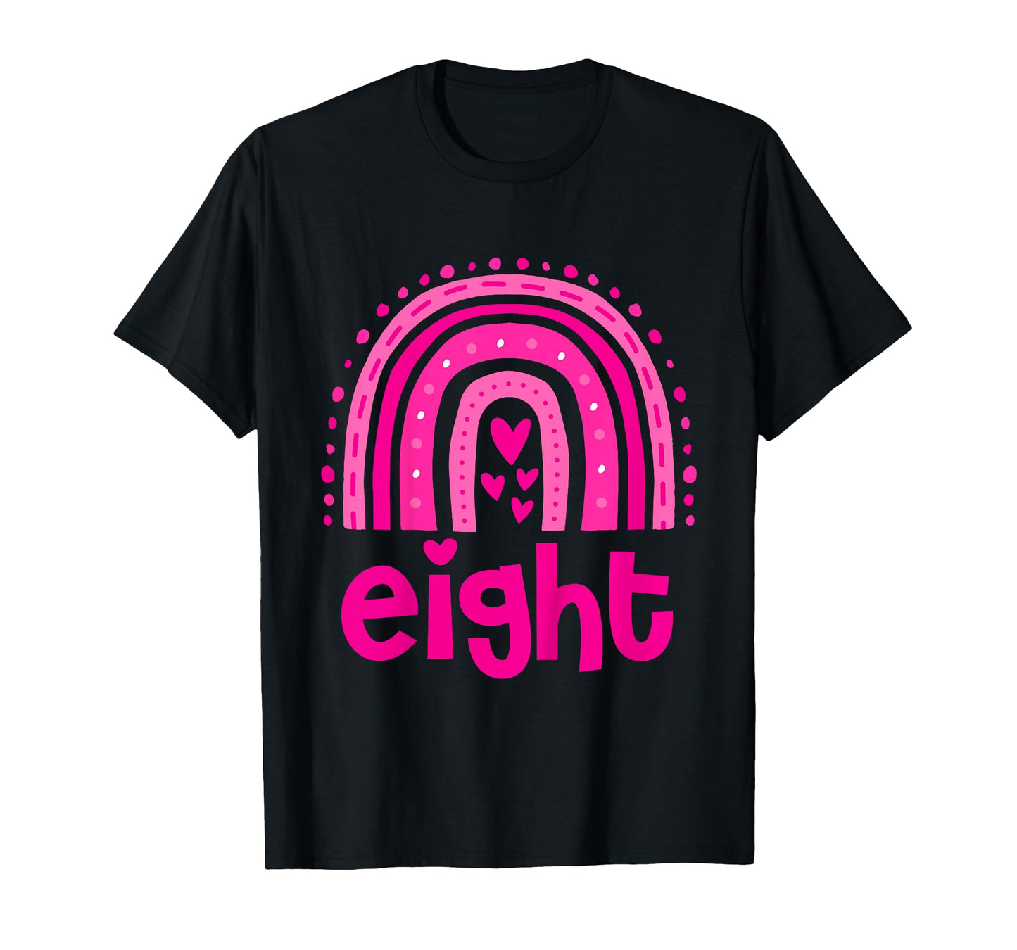 Girl's Birthday Eight 8 Years Old 8th Birthday Pink Rainbow T-Shirt