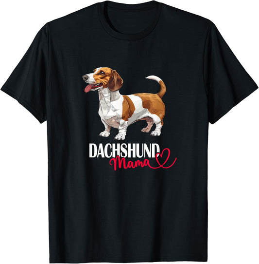 Funny Brown Piebald Dachshund Mama Mom Lover T-Shirt