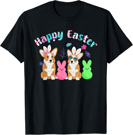 Happy Easter Shirt Funny Bunny Corgi Dog Easter T-Shirt