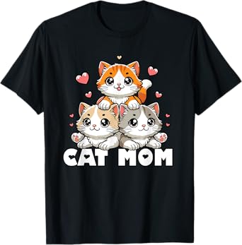 Cat Mom Adorable Whiskers And Paws Men Women Girls Kids T-Shirt