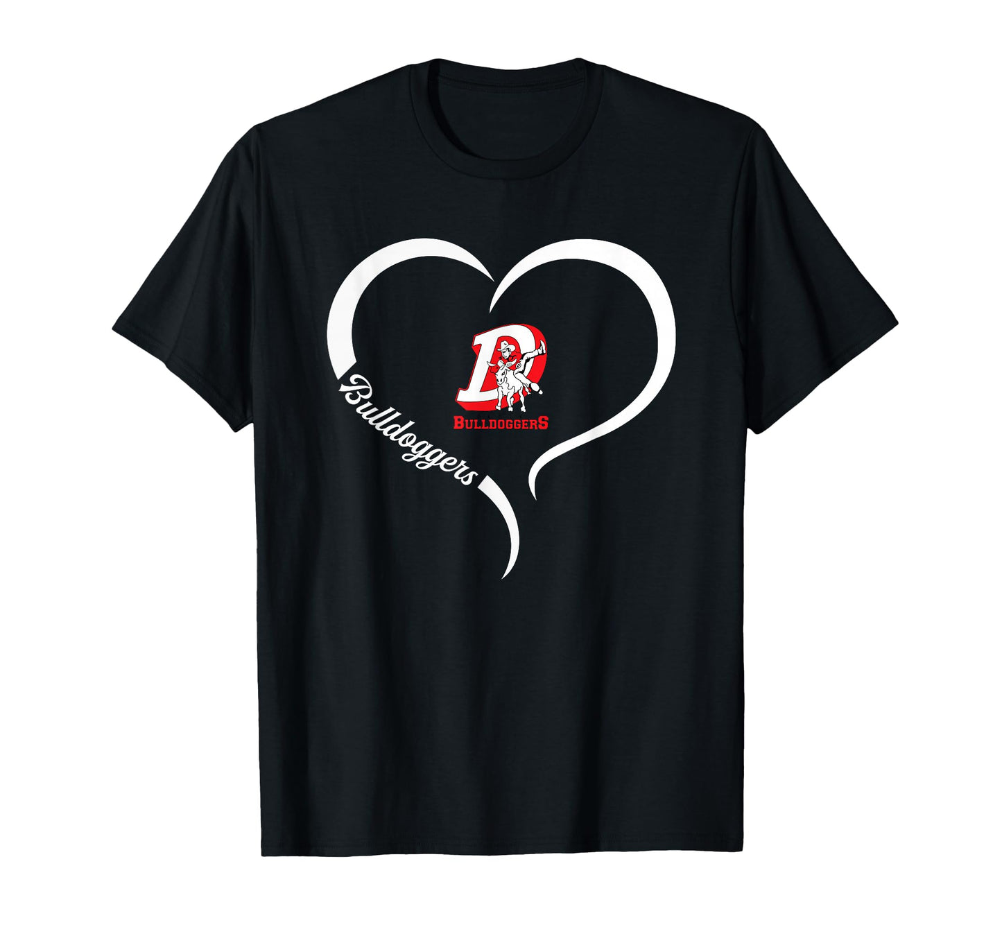 Dewey Bulldoggers Logo Half Heart Slogan HS T-Shirt