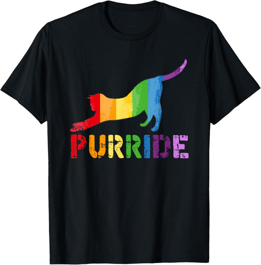 Gay Pride Gift Shirt LGBT Cute Cat Rainbow Purride Equality T-Shirt