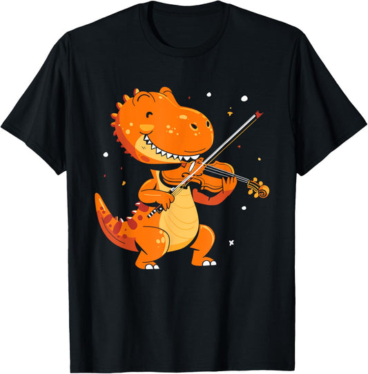 Funny dinosaur Playing Violin Musician Band Violinist T-rex T-Shirt