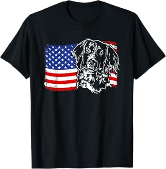 Proud Small Munsterlander American Flag patriotic dog gift T-Shirt for Women Kids Men