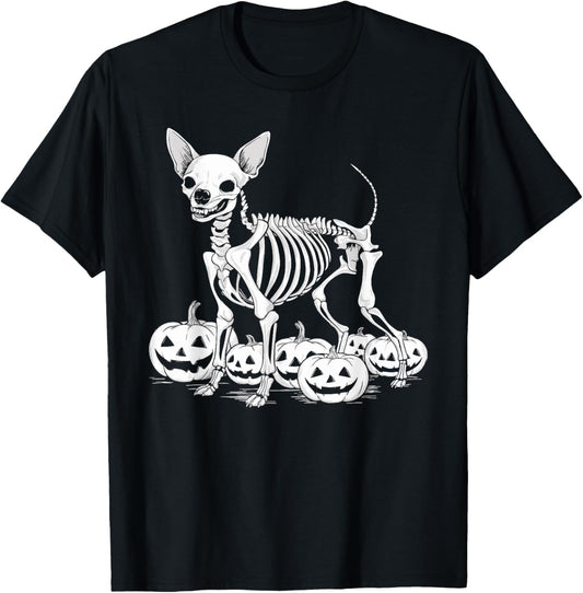 Chihuahua Skeleton Birthday Halloween Dog Mens Womens Kids T-Shirt