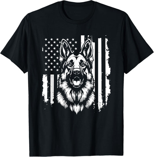 German Shepherd USA Flag Sunglasses Patriotic 4th of july T-Shirt