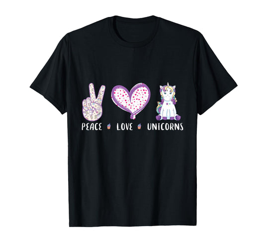 peace love Unicorns gifts for kids girls boys women T-Shirt