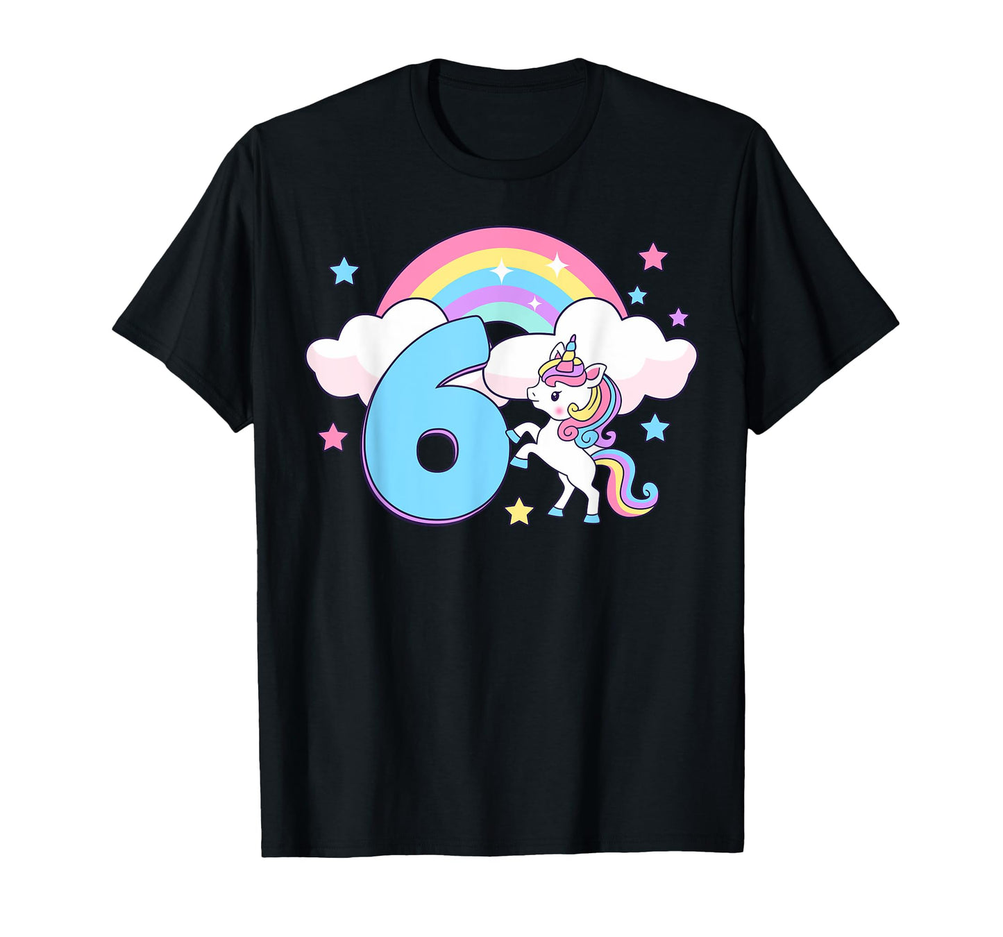 It's My Birthday Cute Unicorn Rainbow 6 Years Old Kids Girls T-Shirt