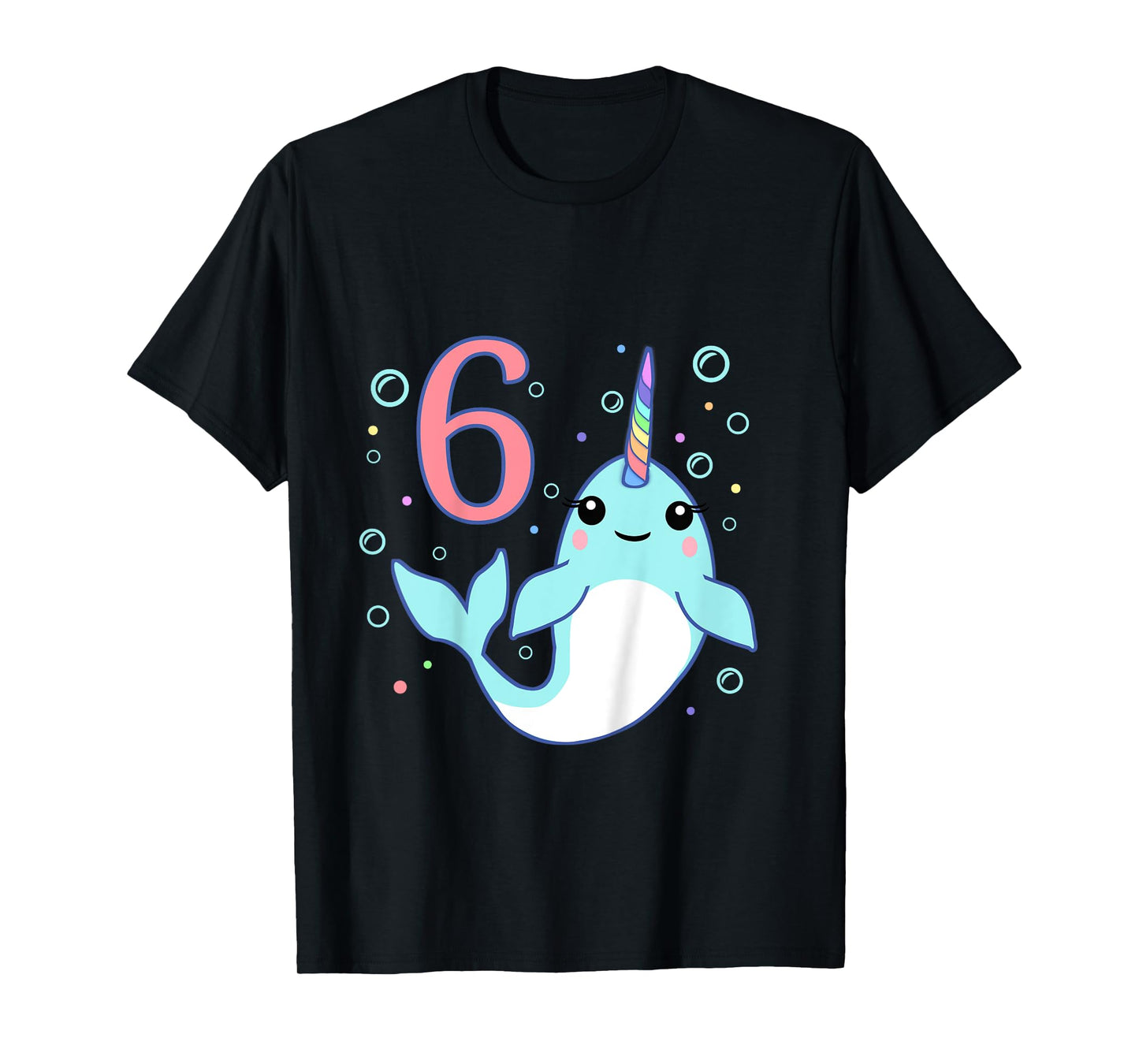 6 Year Old 6th Unicorn Narwhal Undersea Birthday Boys Girls T-Shirt