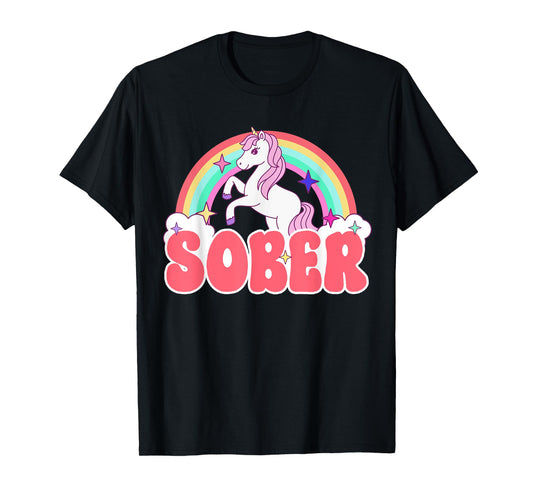 Sober Unicorn AA NA Recovery Gift Sober Sobriety Alcoholics T-Shirt