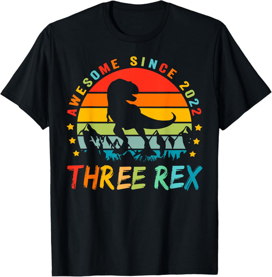 Three Rex 3rd Birthday Shirt Third Dinosaur 3 Year Old T-Shirt