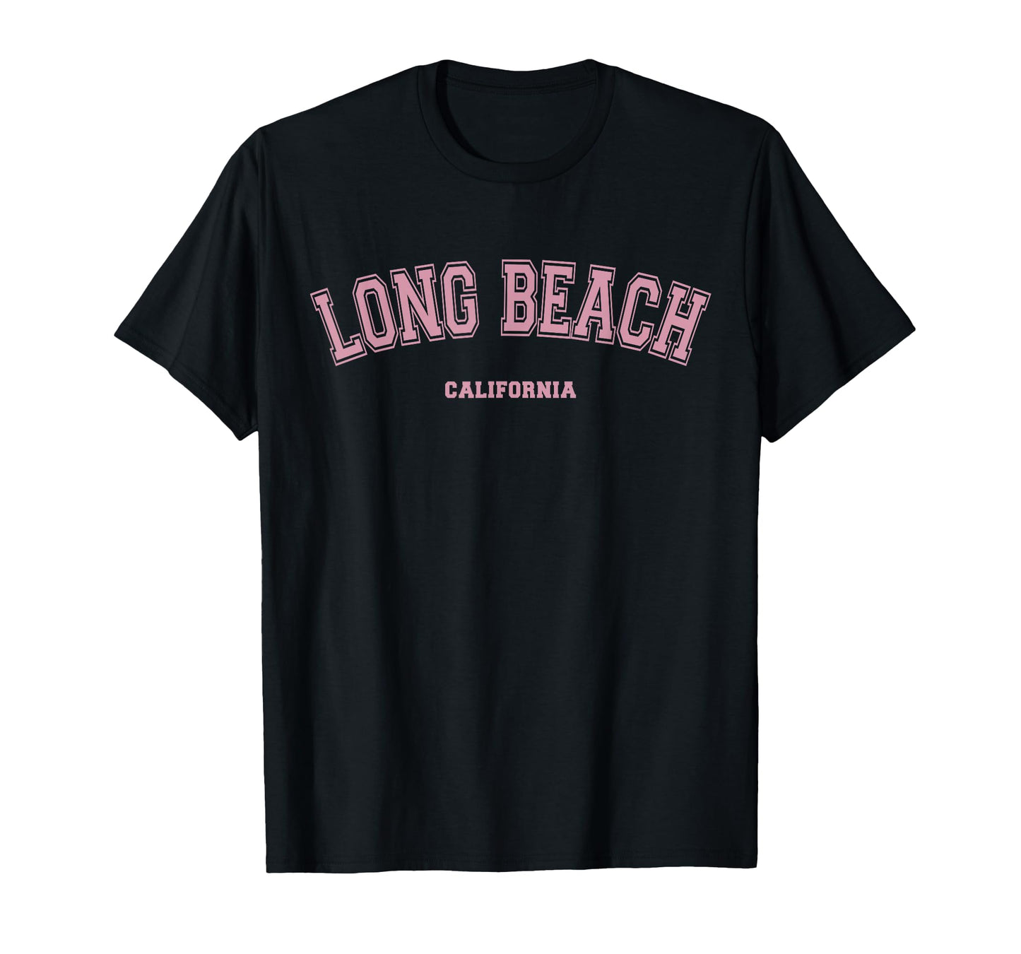 Pink Long Beach California CA Varsity Style on Long Beach T-Shirt
