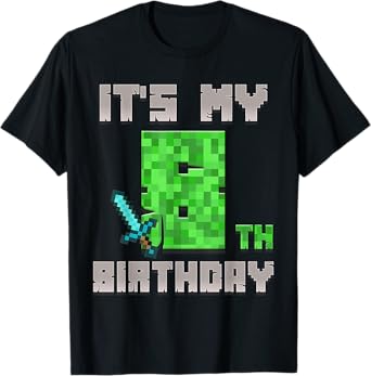 Birthday Boy Shirt It's My 8th Birthday Gamer Pixel Number T-Shirt