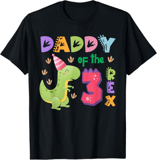 Daddy of the Three Rex Birthday Dinosaur Family Matching T-Shirt