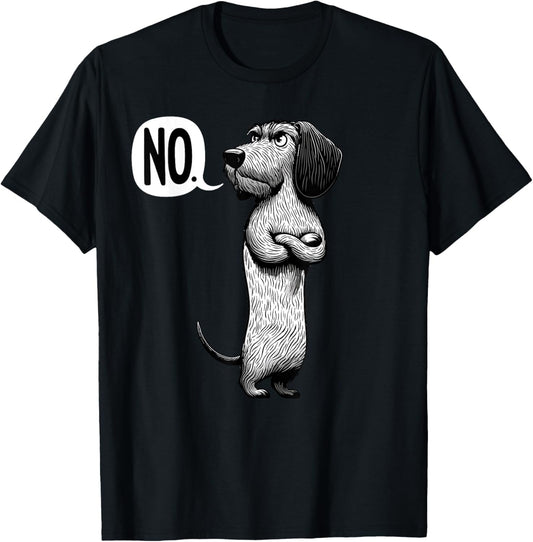 Unisex-Adults Kids T-Shirt Black Cartoon Wire-Haired Dachshund Dog Medium