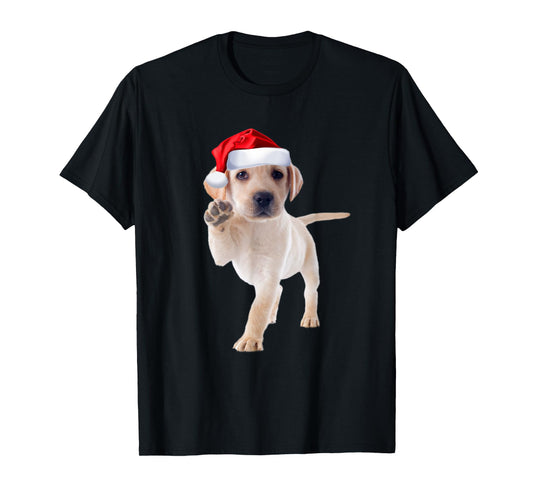 Cute Yellow Lab Puppy Shirt Santa Hat Funny Christmas Gift T-Shirt