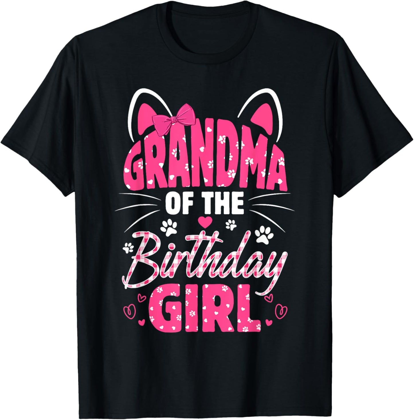 Grandma Of The Birthday Girl Cat Kitty Family Matching T-Shirt