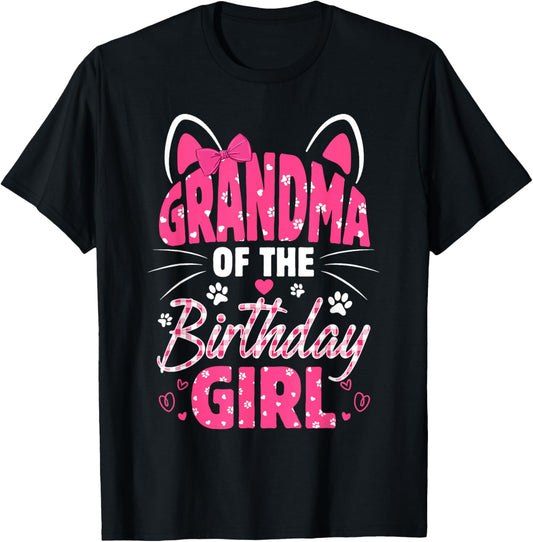 Grandma Of The Birthday Girl Cat Kitty Family Matching T-Shirt