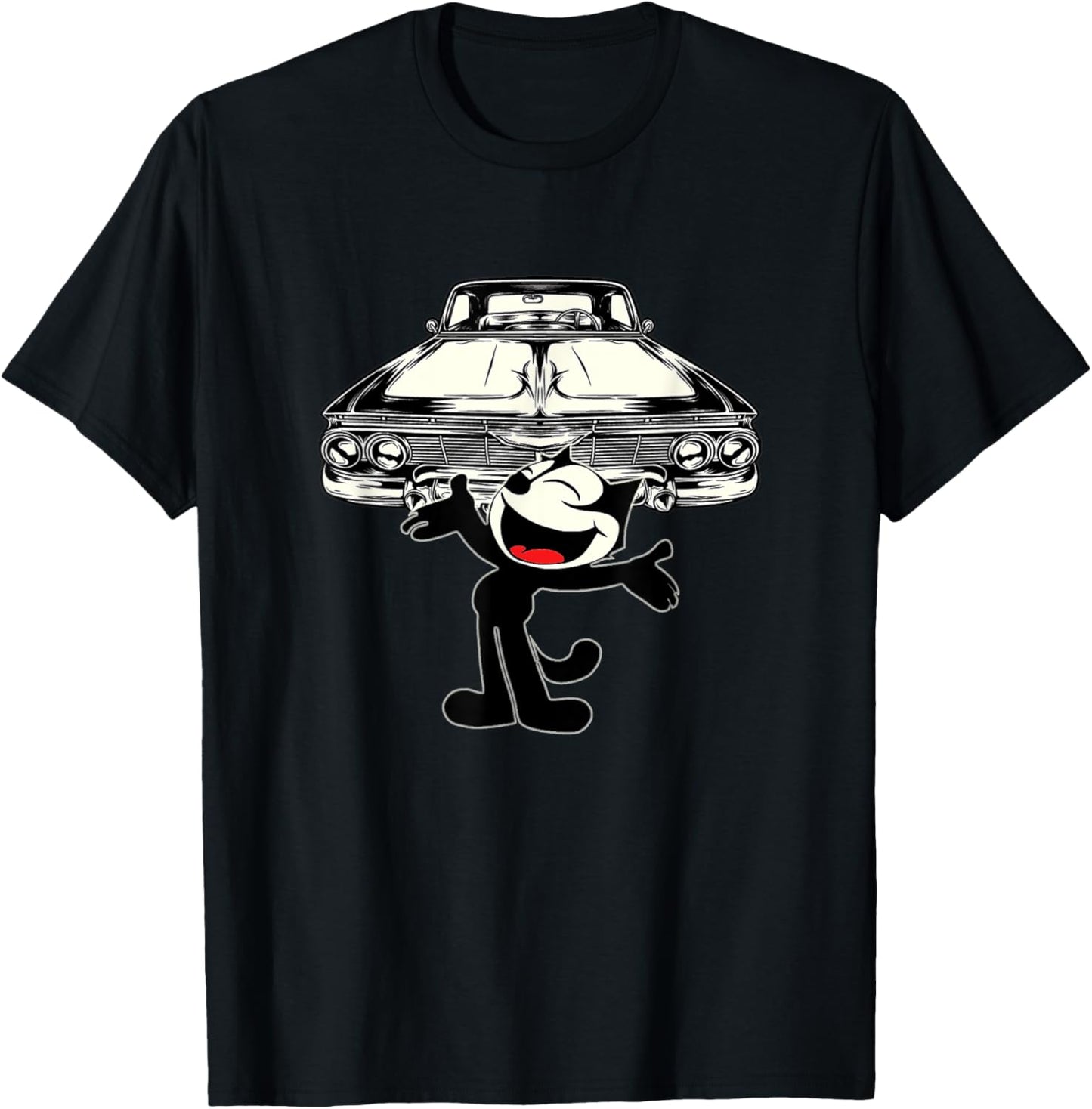Felix Cat Cartoon Giant Lowrider Car Club Design Mashup T-Shirt