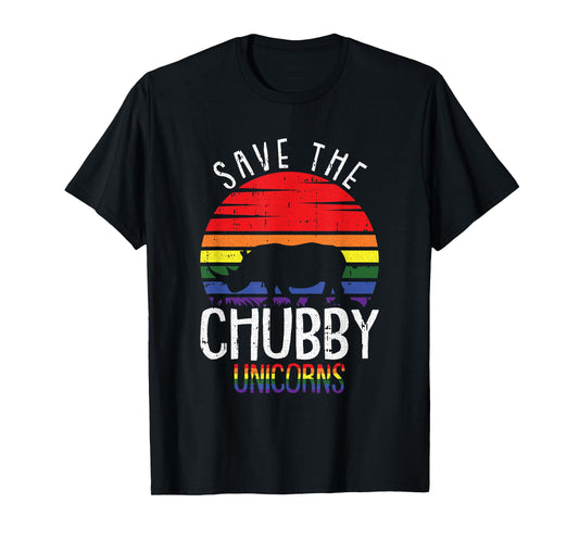 Save The Chubby Unicorn Gay Pride Rhino LGBT-Q Proud Ally T-Shirt