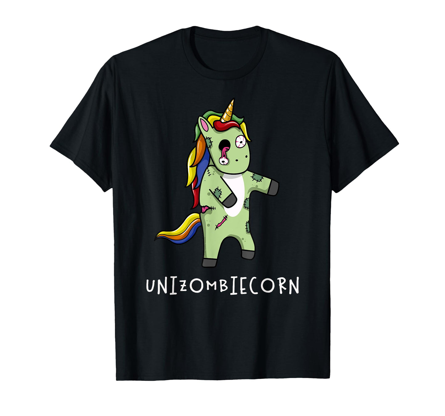 Cute and Funny Rainbow Unicorn Zombie Halloween T-Shirt