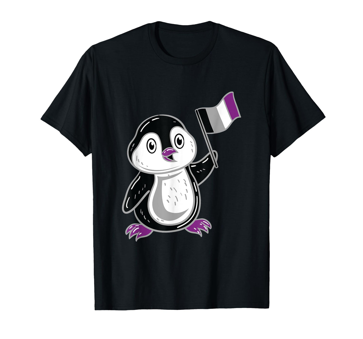 Penguin With Asexual Pride Flag T-Shirt