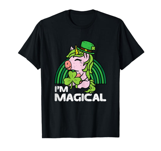 St Patricks Day Unicorn Im Magical Irish Girls Kids Toddlers T-Shirt