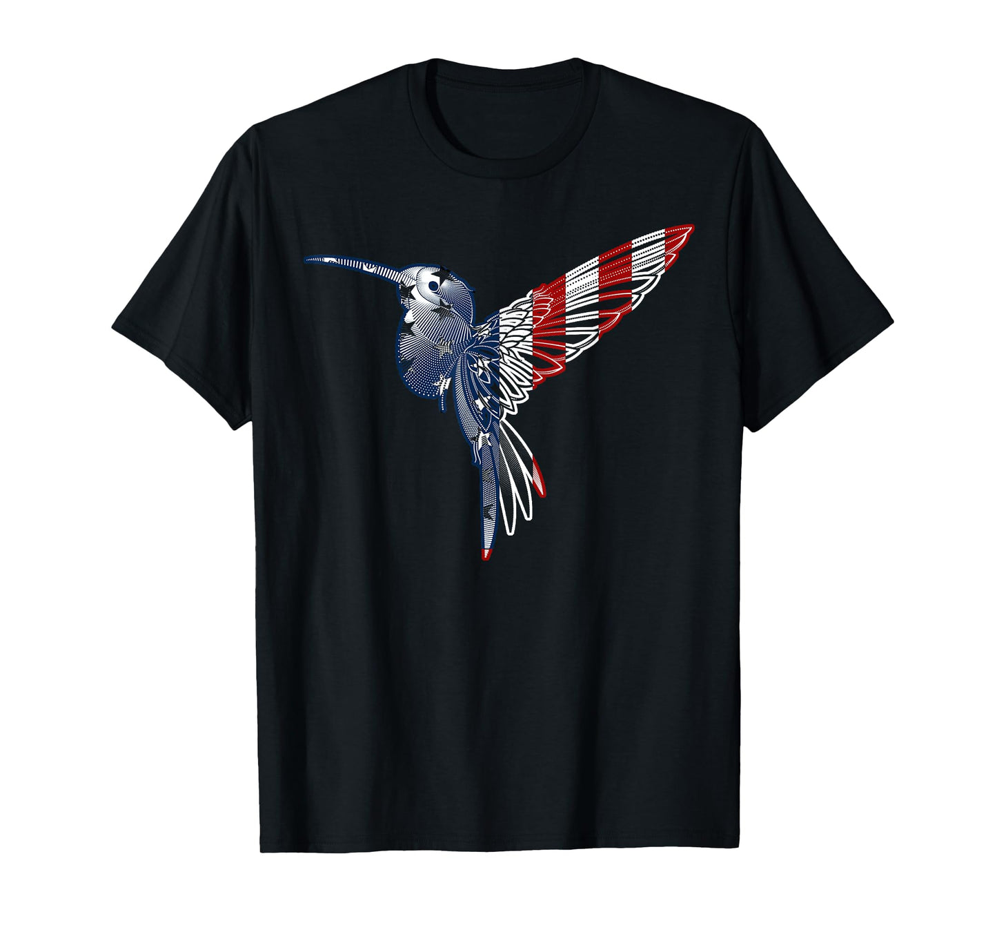 USA American Flag Dot Art Cute Bird Hummingbird 4th of July T-Shirt