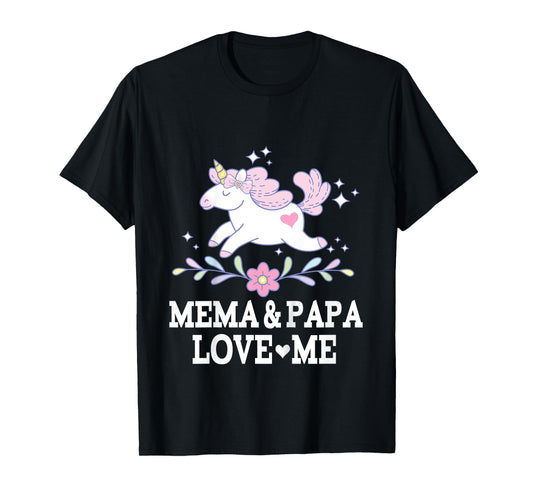 Mema And Papa Love Me Granddaughter Unicorn T-Shirt