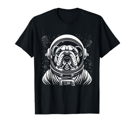 Bulldog Astronaut Funny Cute Dog Space Suit Men Women Kids T-Shirt