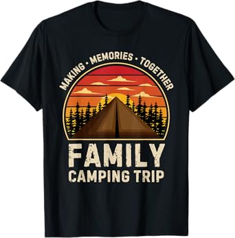 Vintage Camper Camp Family Camping Trip 2025 Matching Crew T-Shirt