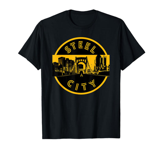 Pittsburgh Steel City Retro Skyline Bridge Pride T-Shirt