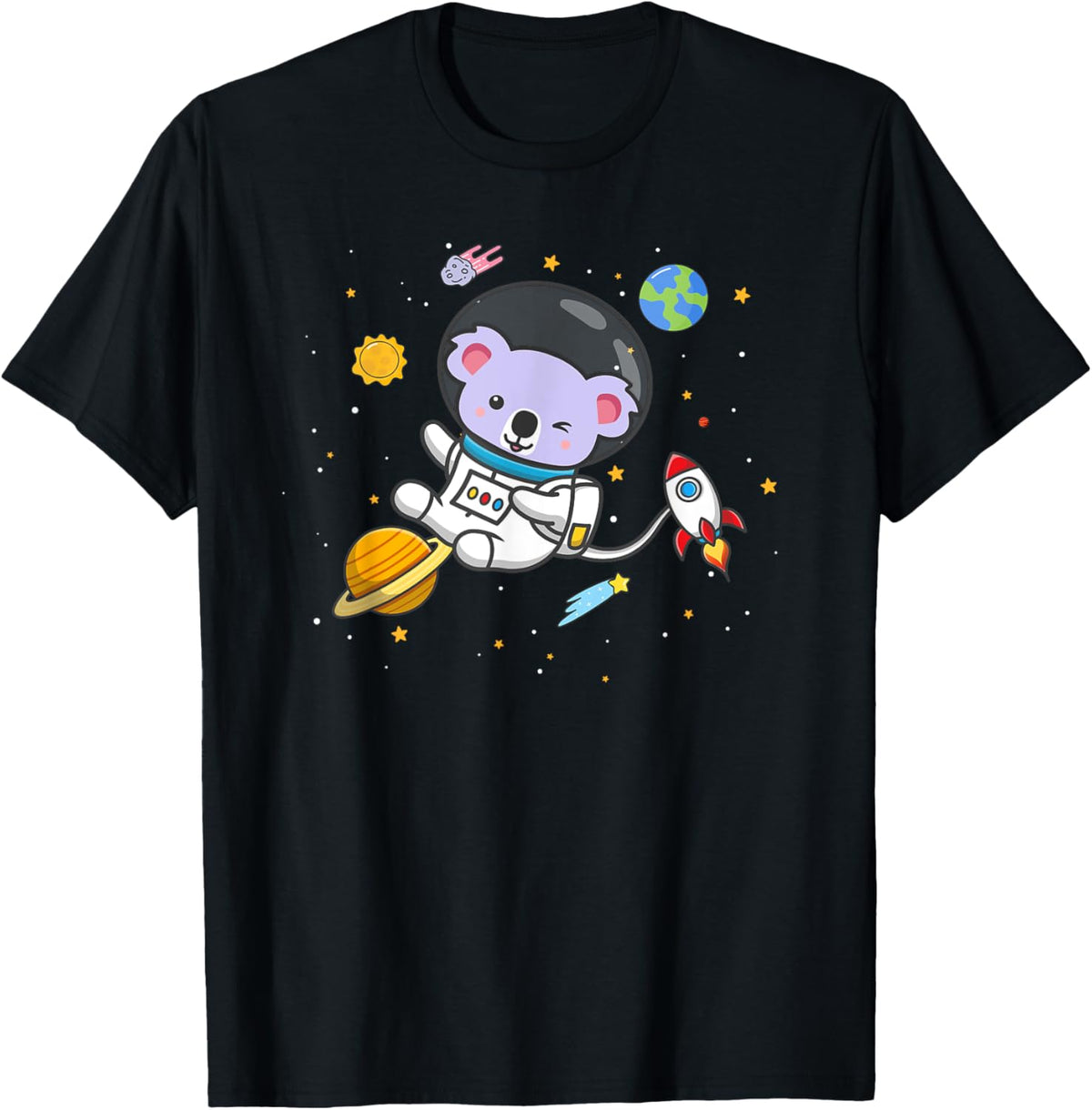 Cute Kids Boys Girls Cartoon Kawaii Space Koala Bear Lover T-Shirt