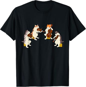 Fun Cats Playing Violin Cello Gift Music Cat Lover T-Shirt for Men Women Kids