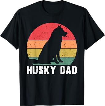 Husky Dad Art For Father Men Husky Lover Siberian Husky Dog T-Shirt