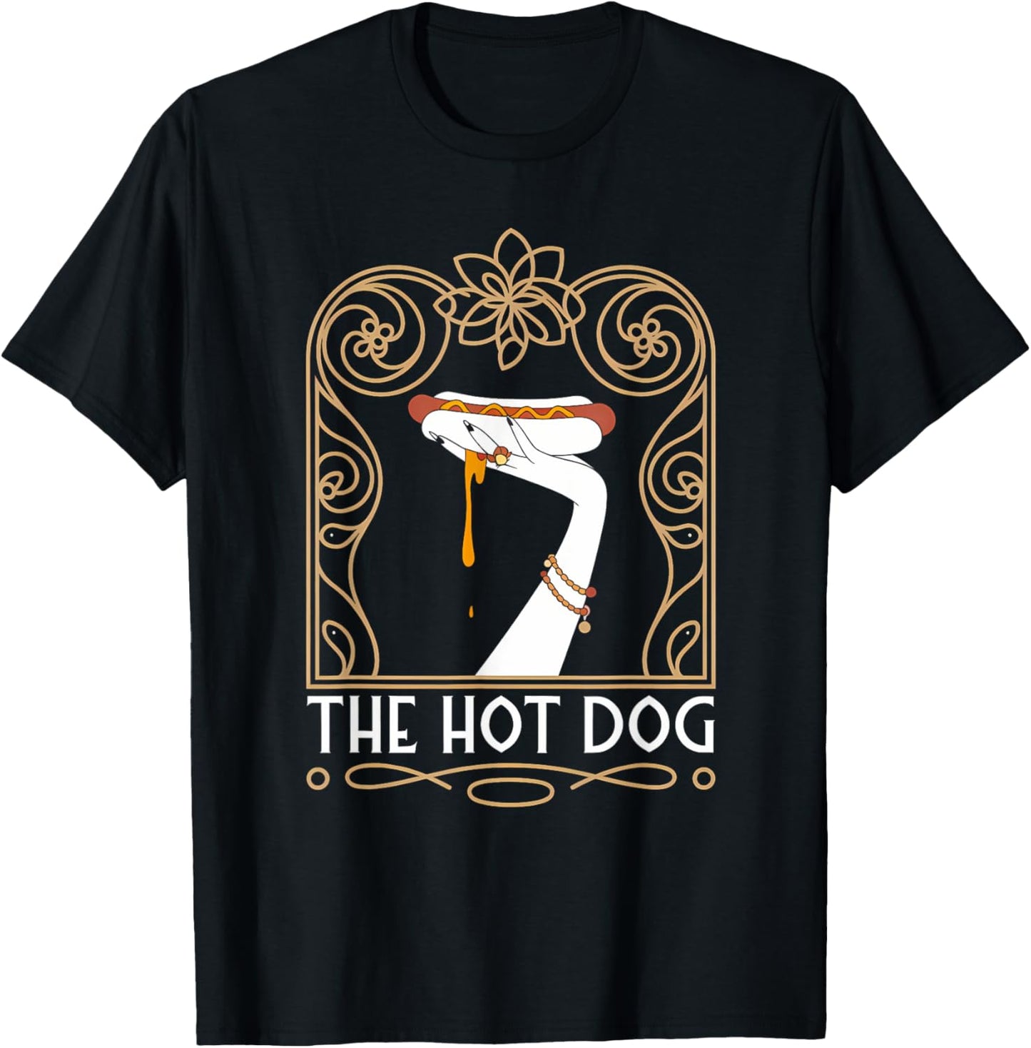 Hot Dog Tarot Card Skeleton Funny BBQ 4th July T-Shirt