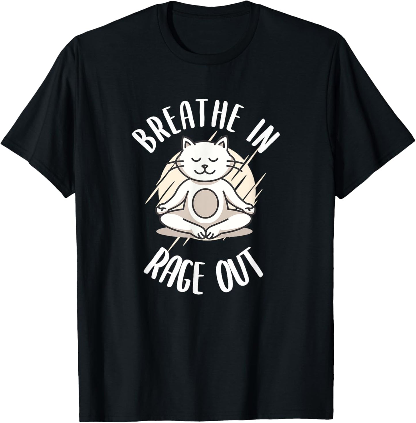 Breathe In Rage Out Funny Cat Yoga Meditation T-Shirt